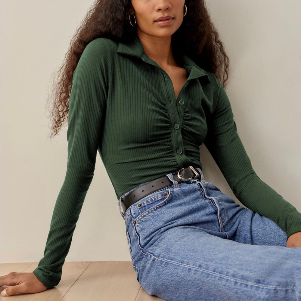 Reformation Elon top size large in forest green